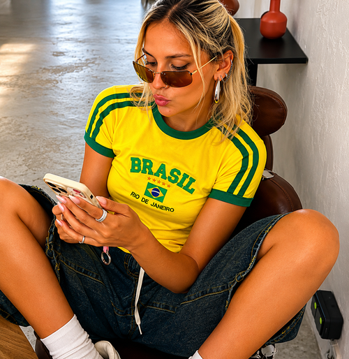 Brazil Crop T-Shirt Summer Vintage Y2k Top