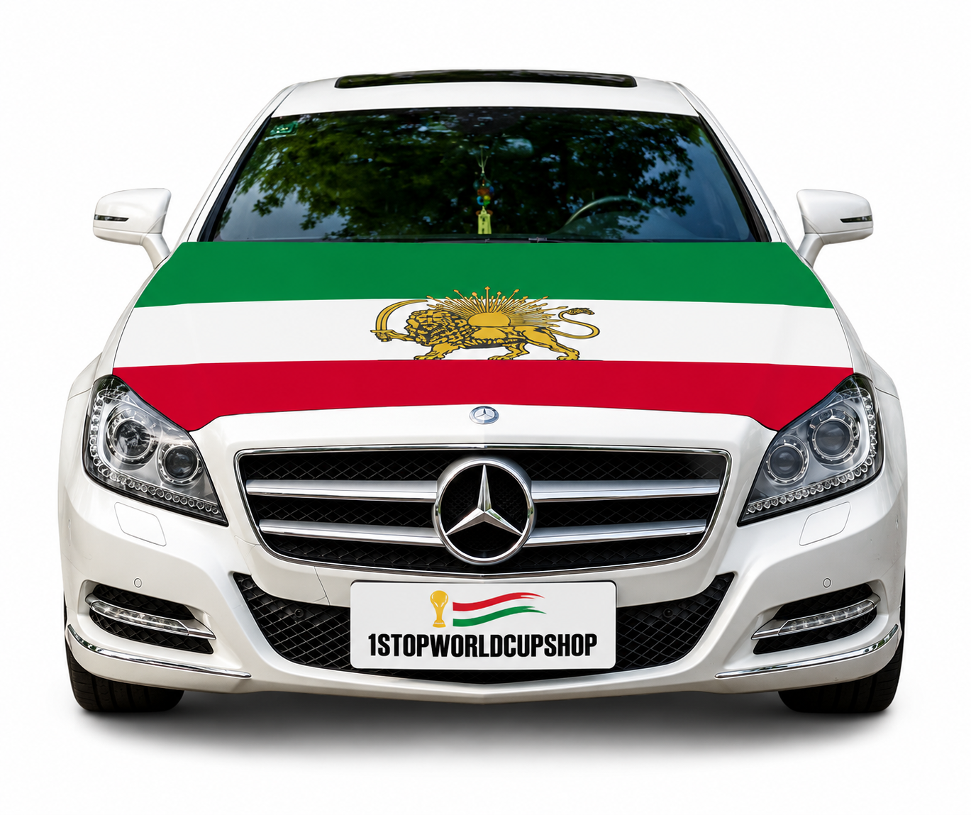 Iran Flag Car Hood Cover for Sedans