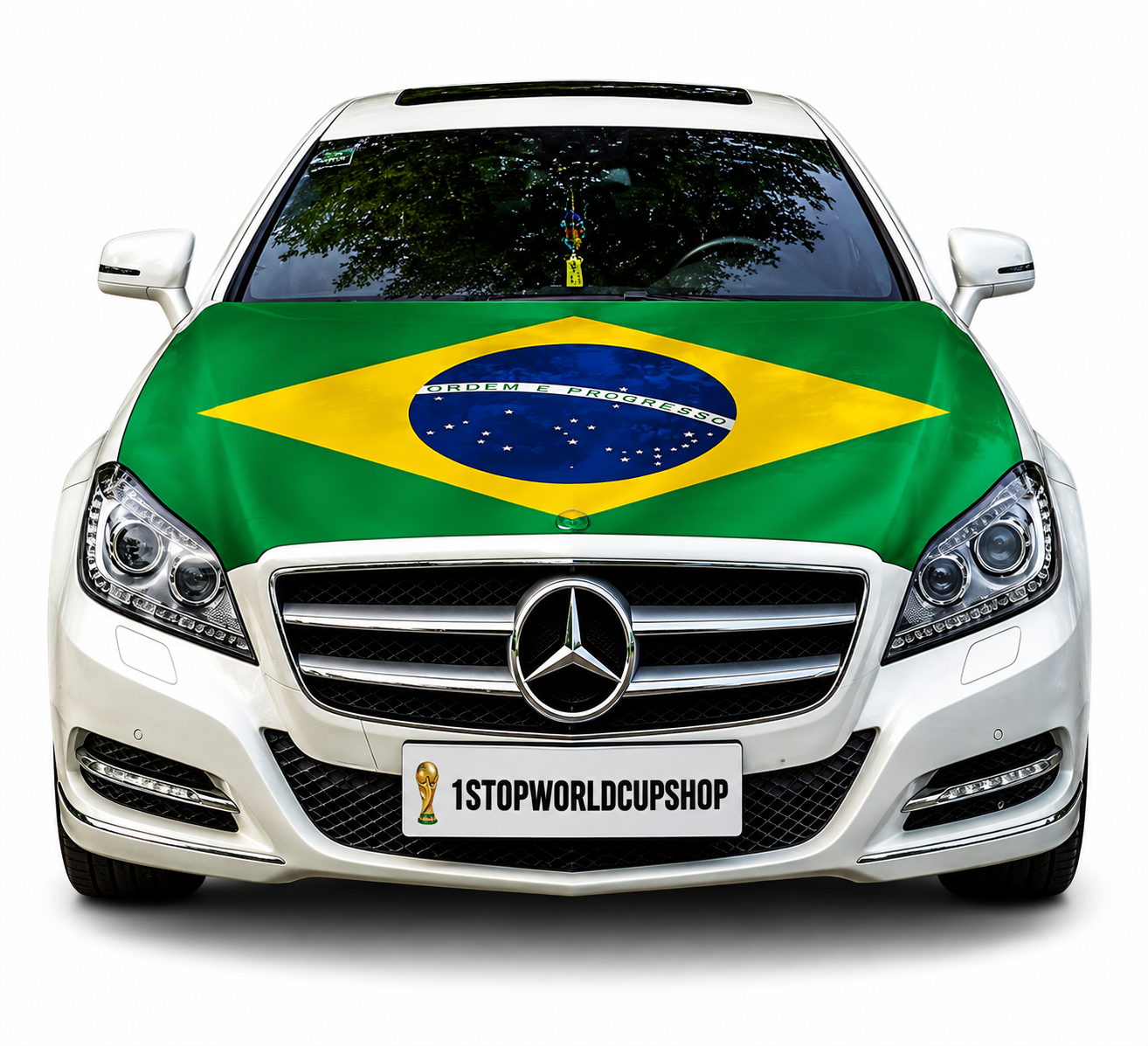 Brazil Flag Car Hood Cover for Sedans