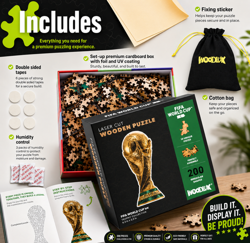 200 Piece FIFA World Cup Style 3D Wooden Trophy Puzzle