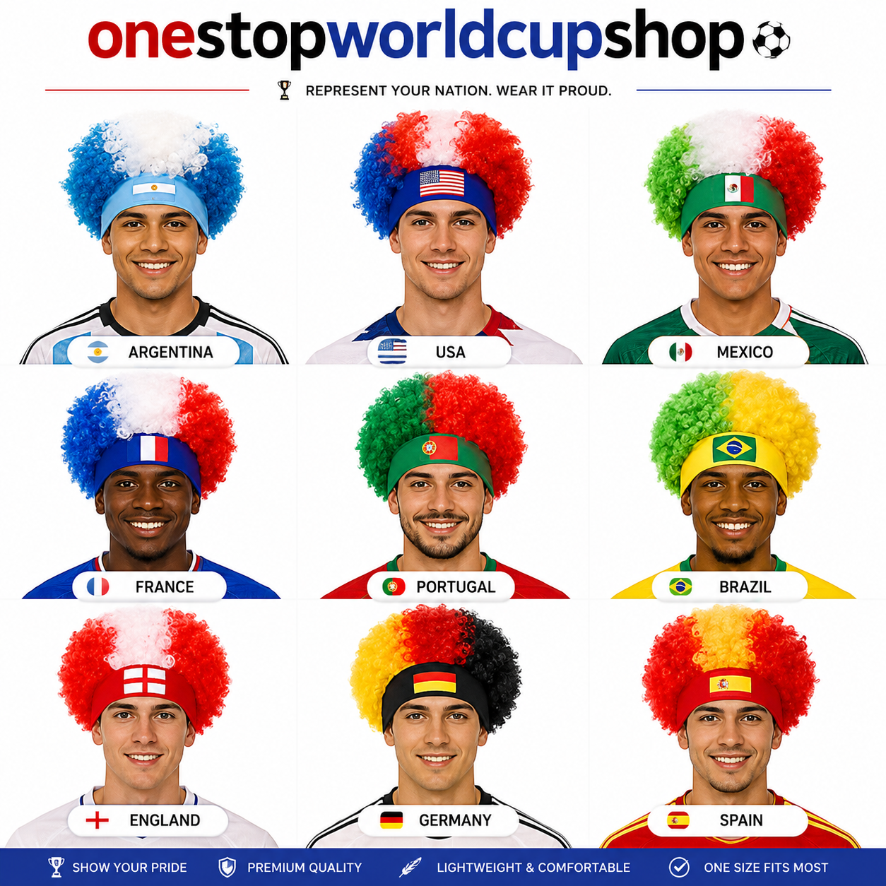National Team Curly Fan Wig Headband