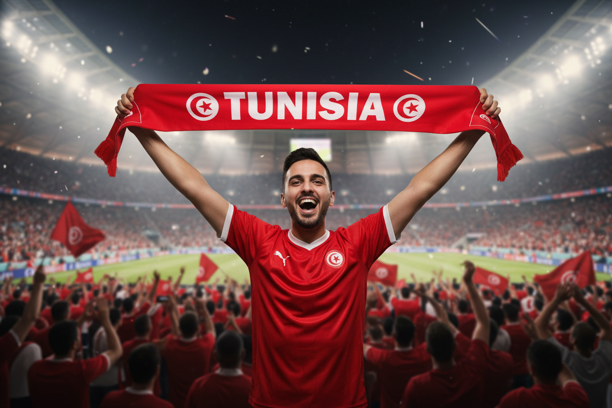 Tunisia Satin Fan Scarf 🇹🇳⚽✨