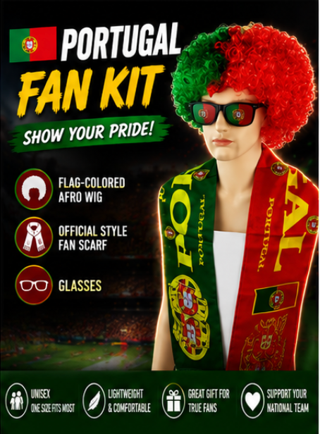 World Cup Ultimate Fan Set with Wig Scarf and Glasses