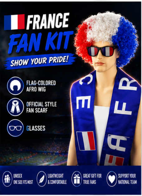 World Cup Ultimate Fan Set with Wig Scarf and Glasses