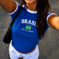 Brazil Crop T-Shirt Summer Vintage Y2k Top